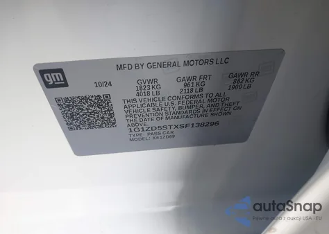 2025 Chevrolet Malibu Fwd 1Lt из США, поврежденный, VIN 1G1ZD5STXSF138296